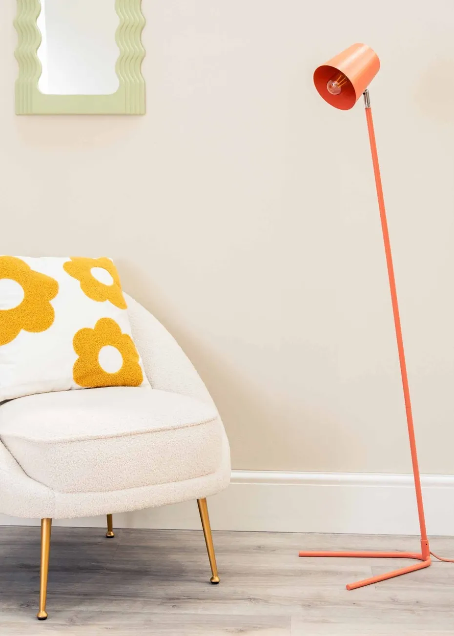 ValueLights Lark Pink Floor Lamp with Medium Pink Tapered Shade