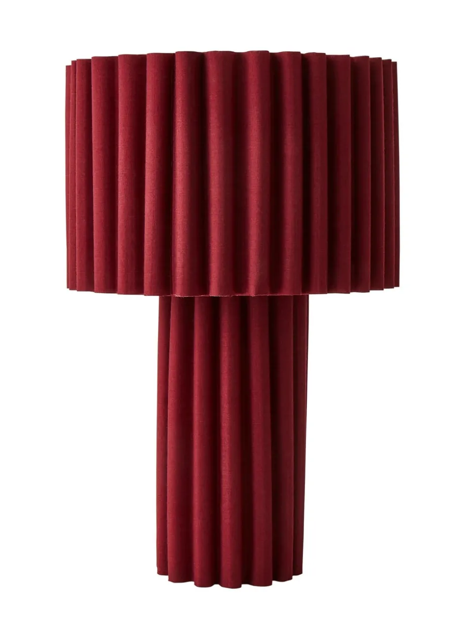 ValueLights Lenny Drum Lamp Shade Colour Drench Ribbed Full Fabric Table Lamp