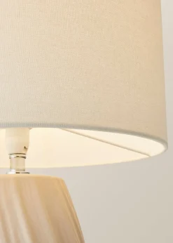 ValueLights Lydia Natural Linen Drum Lamp Shade Tall Swirl Matte Natural Table Lamp