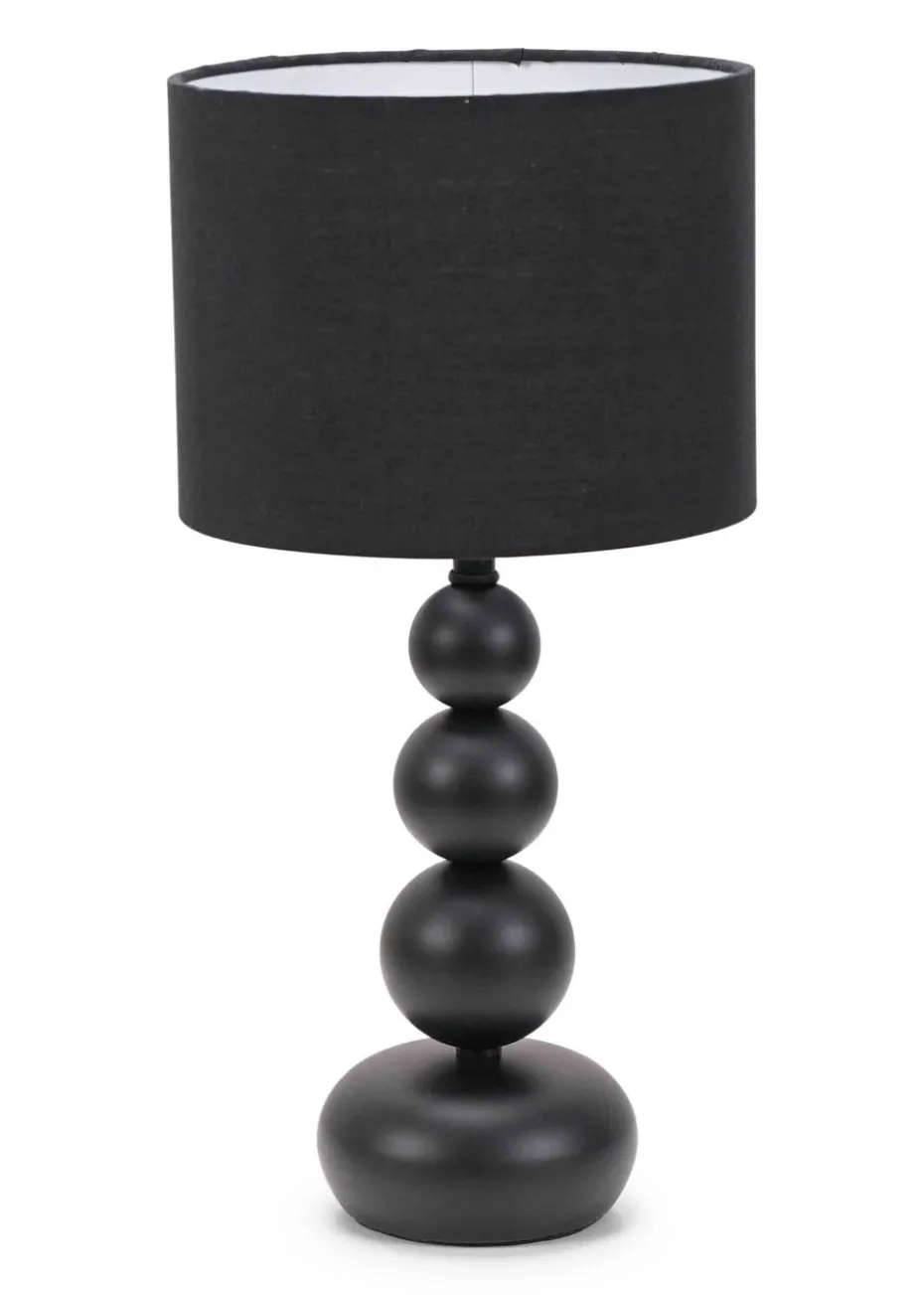 ValueLights Marissa Black Table Lamp with Black Drum Shade (36cm x 17cm x 17cm)