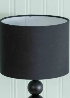ValueLights Marissa Black Table Lamp with Black Drum Shade (36cm x 17cm x 17cm)