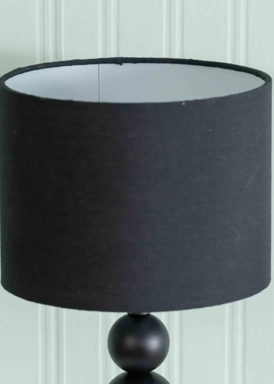 ValueLights Marissa Black Table Lamp with Black Drum Shade (36cm x 17cm x 17cm)