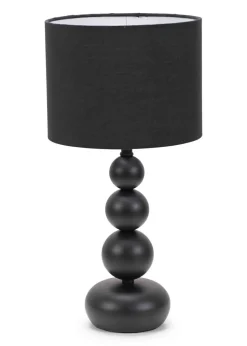 ValueLights Marissa Black Table Lamp with Black Drum Shade (36cm x 17cm x 17cm)