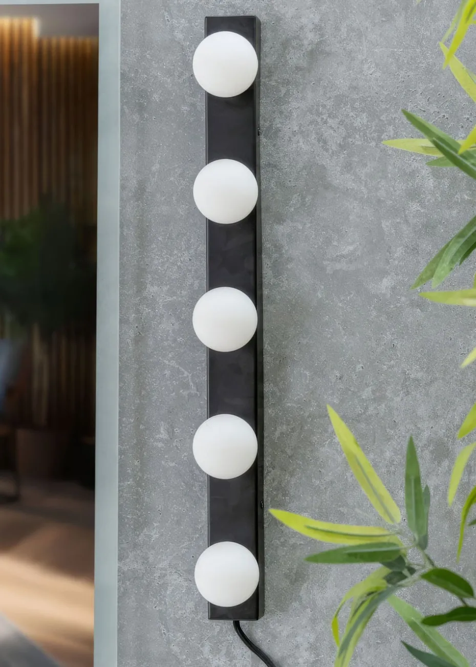 ValueLights Matt Black Hollywood Plug In Wall Light (8.5cm x 57.7cm x 6cm)