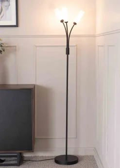 ValueLights Maya Black Floor Lamp with White Shades (158.5cm x 26.5cm x 26.5cm)