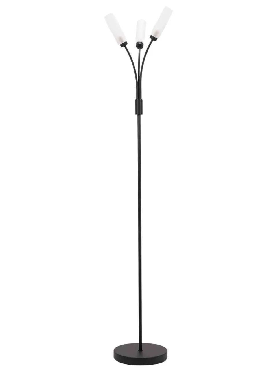 ValueLights Maya Black Floor Lamp with White Shades (158.5cm x 26.5cm x 26.5cm)