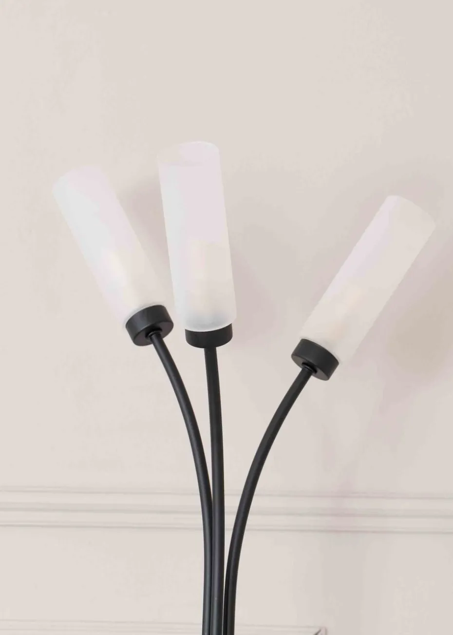 ValueLights Maya Black Floor Lamp with White Shades (158.5cm x 26.5cm x 26.5cm)