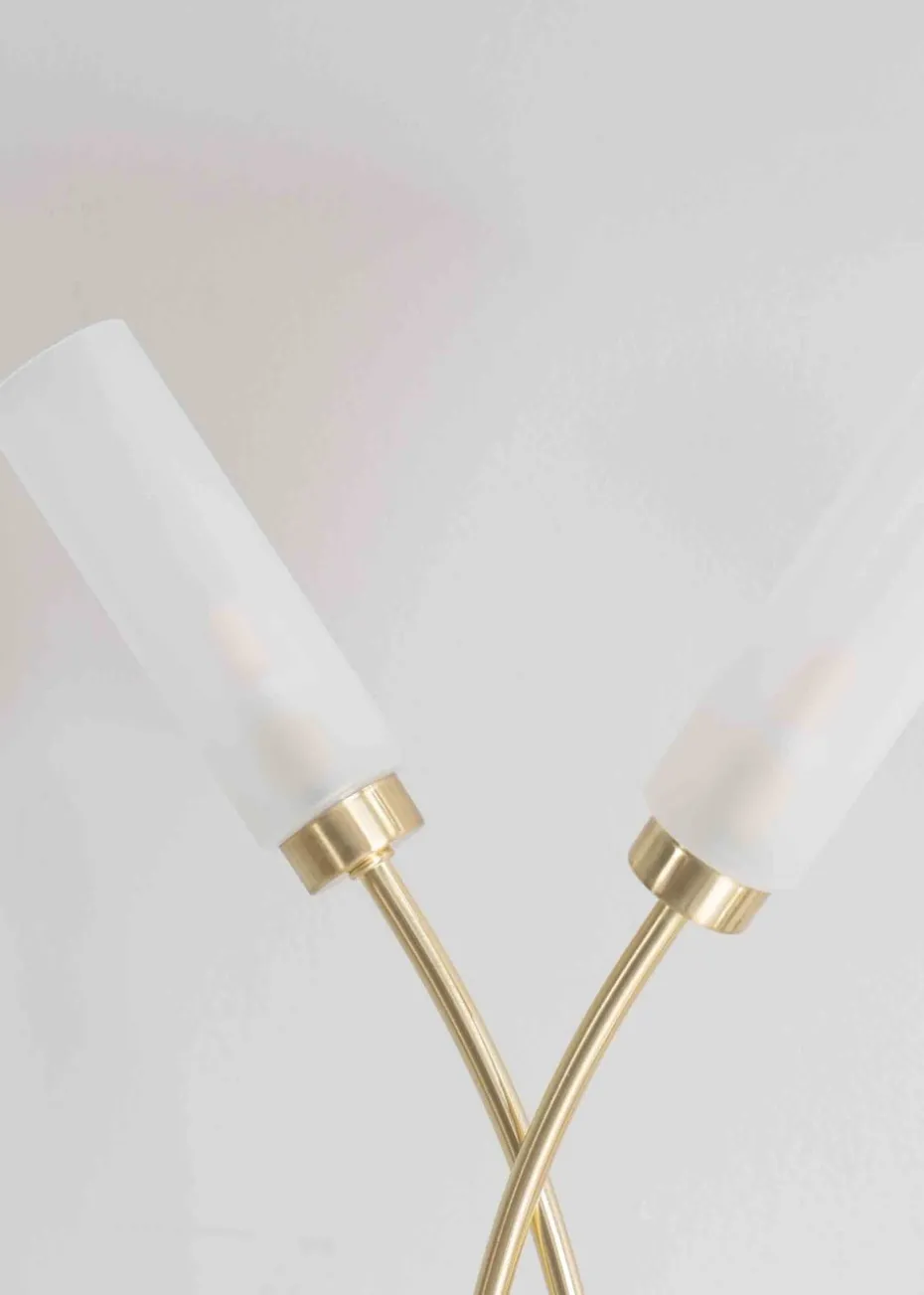 ValueLights Maya Gold Table Lamp with White Drum Shade