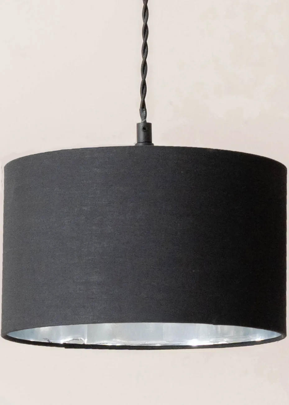ValueLights Reni Black & Chrome Drum Shade 3 Drop Bar Diner Ceiling Pendant Light