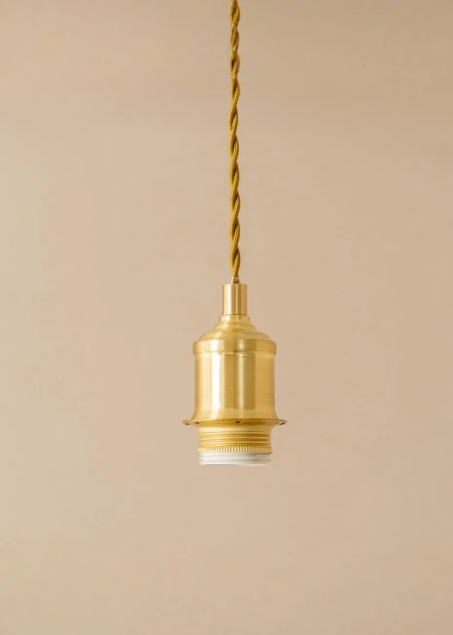 ValueLights Reni Natural & Gold Drum Shade 3 Drop Bar Diner Ceiling Light