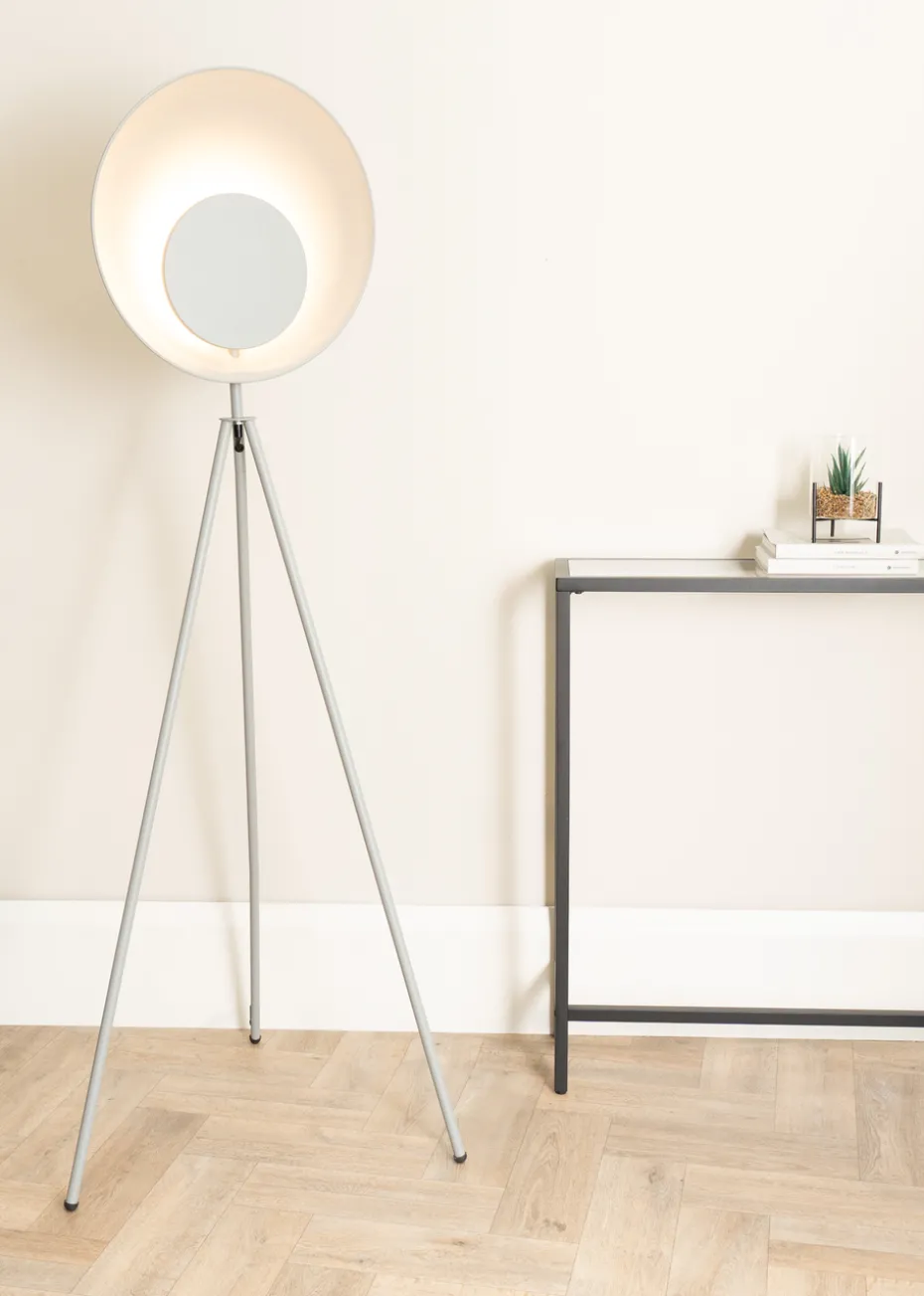ValueLights Saffy Matte Grey Floor Lamp with Grey Shade (150cm x 59cm x 59cm)