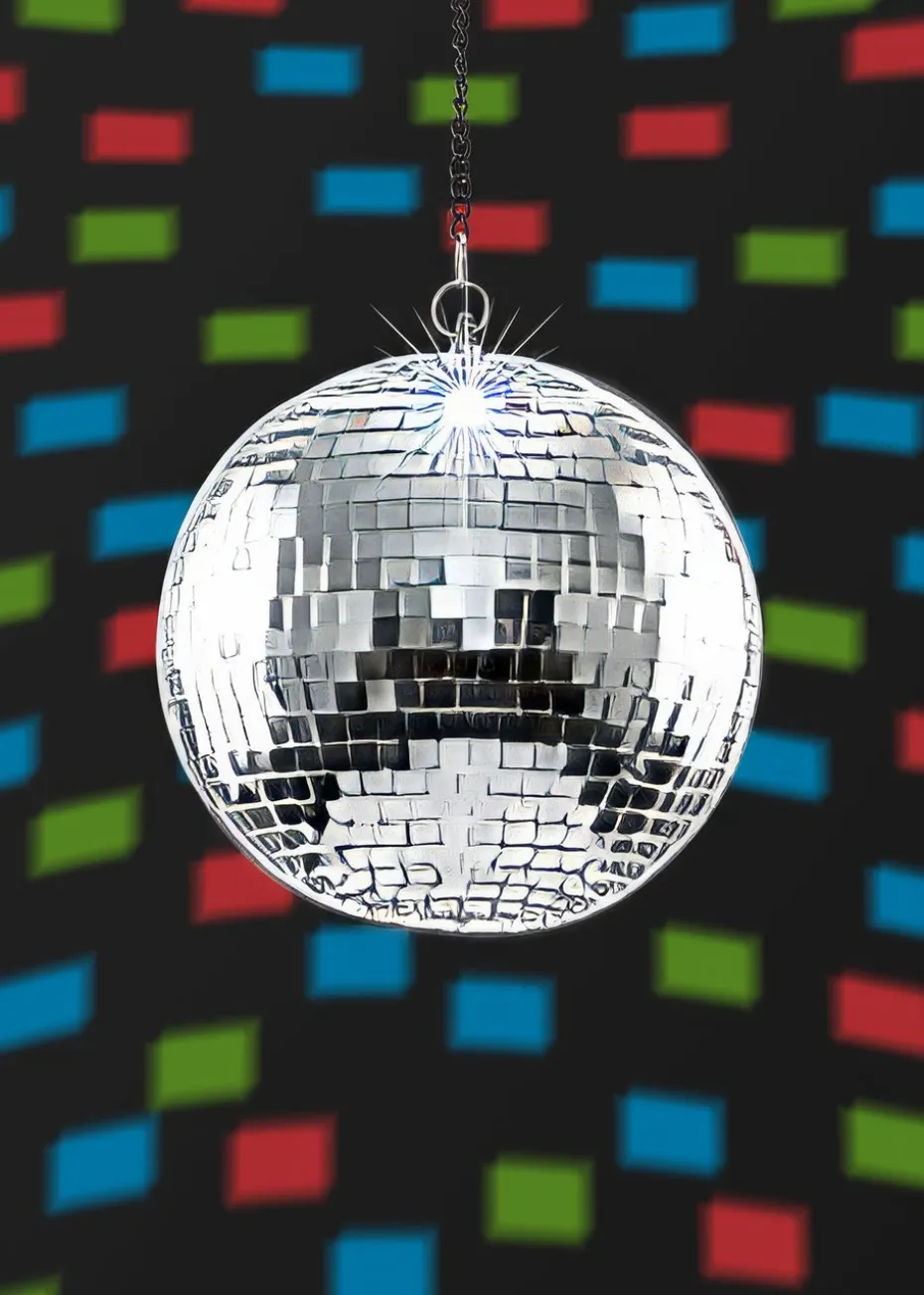 ValueLights Silver Rotating Disco Mirror Ball Ceiling Light (50cm x 20cm)
