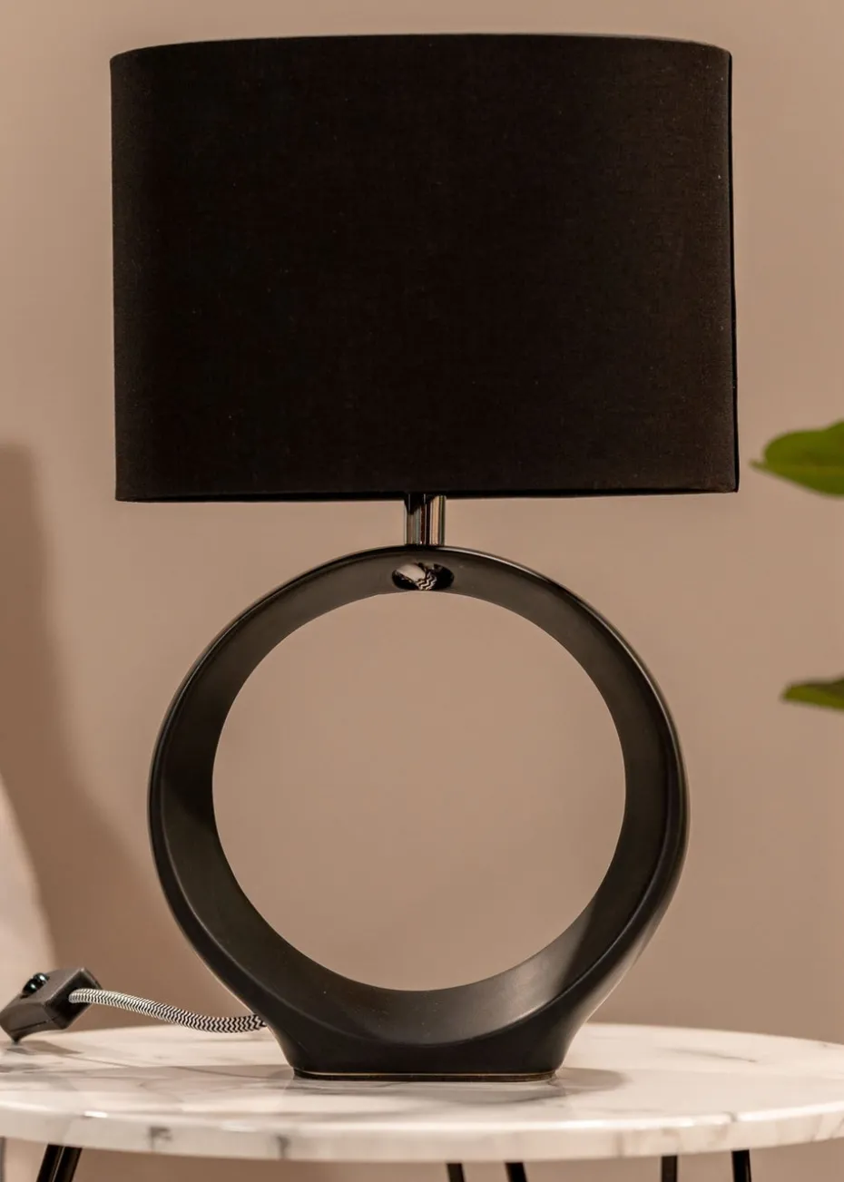 ValueLights Tia Black Ceramic Table Lamp (41cm x 24.5cm x 15.5cm)