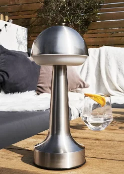 ValueLights Troy Brushed Chrome LED Rechargeable Dimmable Touch Table Lamp