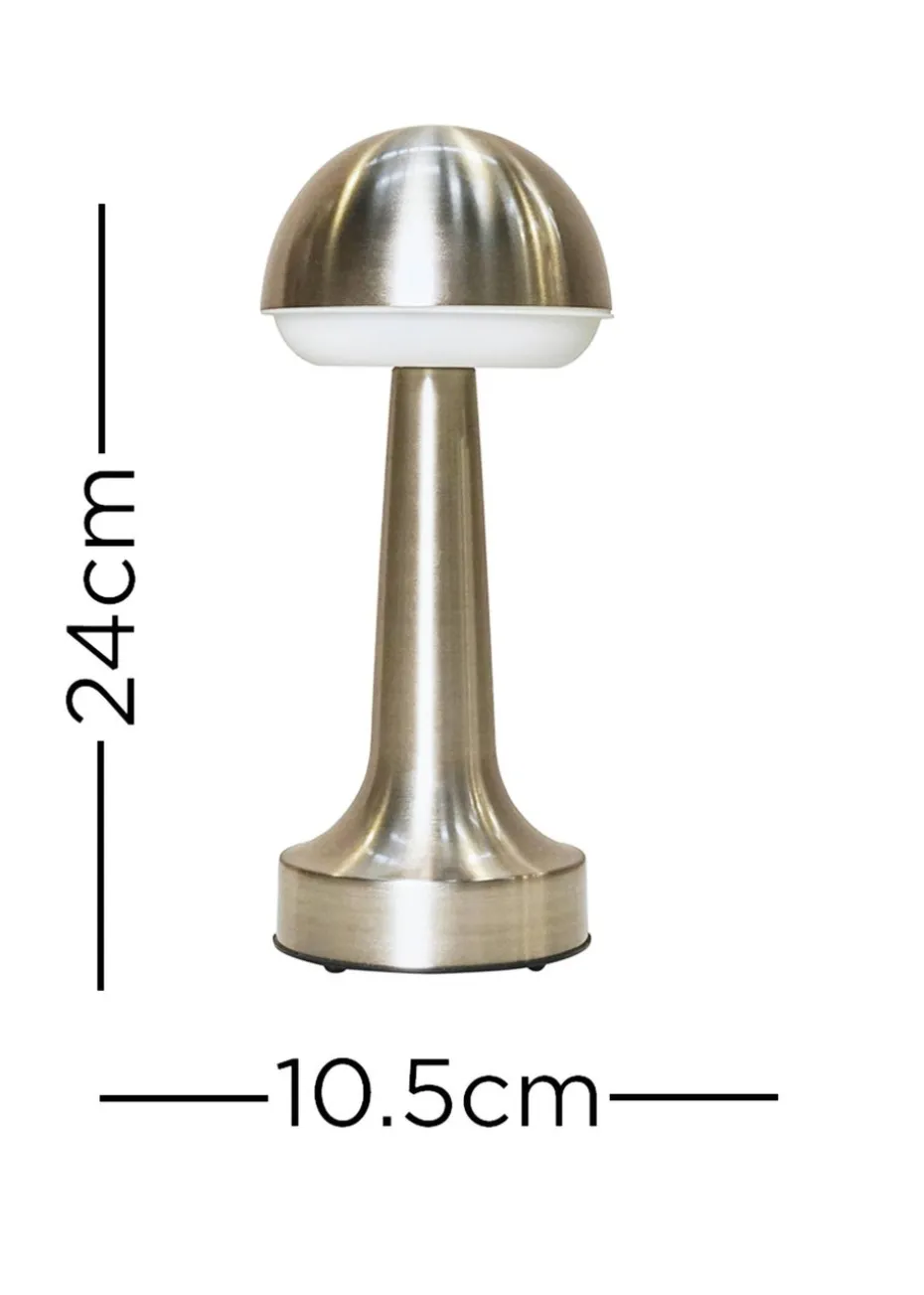 ValueLights Troy Brushed Chrome LED Rechargeable Dimmable Touch Table Lamp