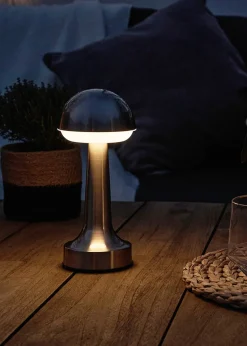 ValueLights Troy Brushed Chrome LED Rechargeable Dimmable Touch Table Lamp
