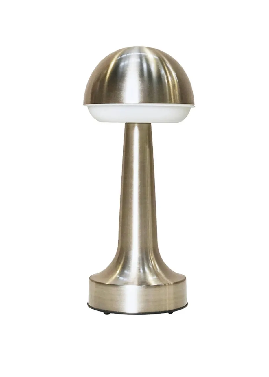 ValueLights Troy Brushed Chrome LED Rechargeable Dimmable Touch Table Lamp