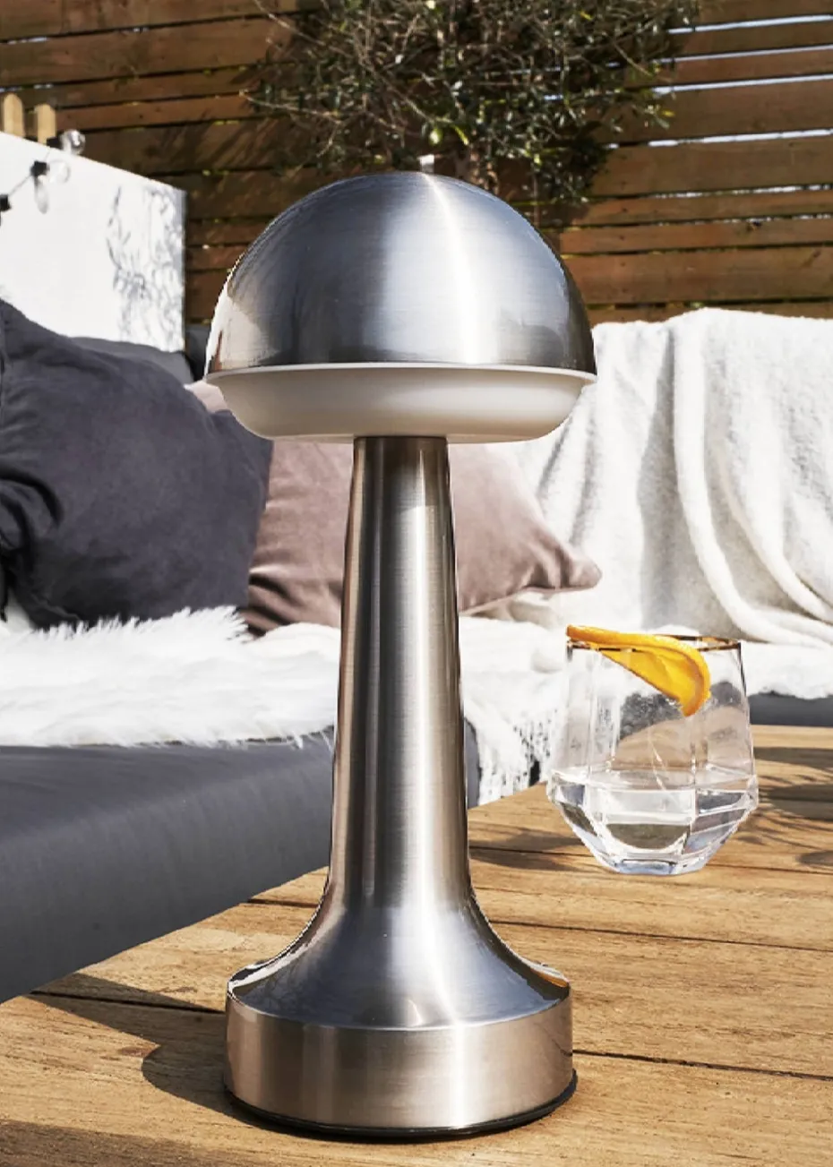 ValueLights Troy Brushed Chrome LED Rechargeable Dimmable Touch Table Lamp