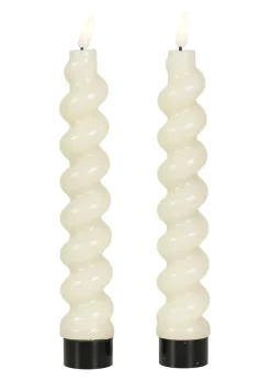 ValueLights White LED Candle Spiral Design Pack of 2 (25cm x 4cm x 4cm)