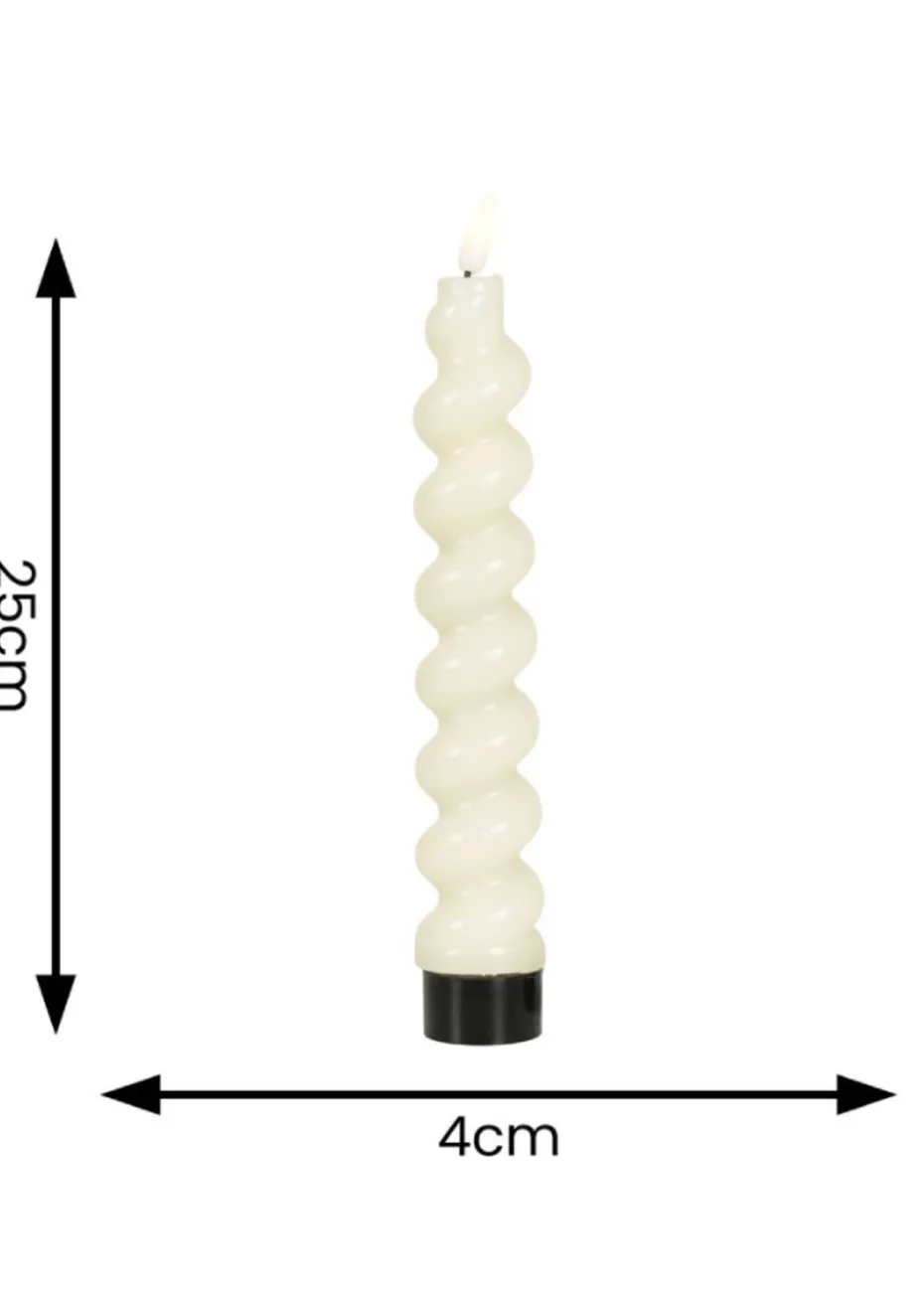 ValueLights White LED Candle Spiral Design Pack of 2 (25cm x 4cm x 4cm)