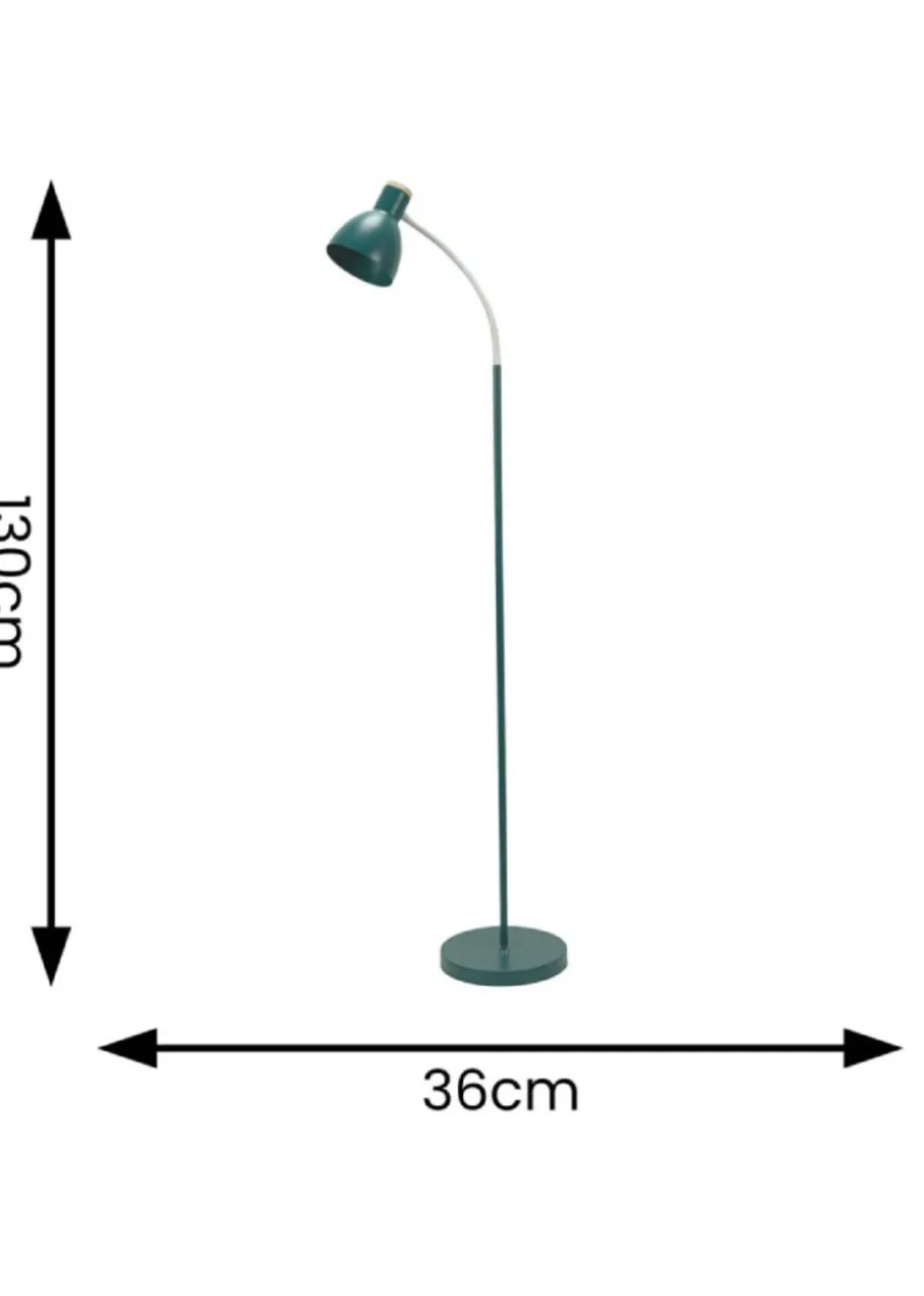 ValueLights Woody Blue Floor Lamp with Blue Tapered Shade (130cm x 36cm x 22cm)
