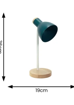 ValueLights Woody Blue Table Lamp with Tapered Shade (36cm x 19cm x 14cm)