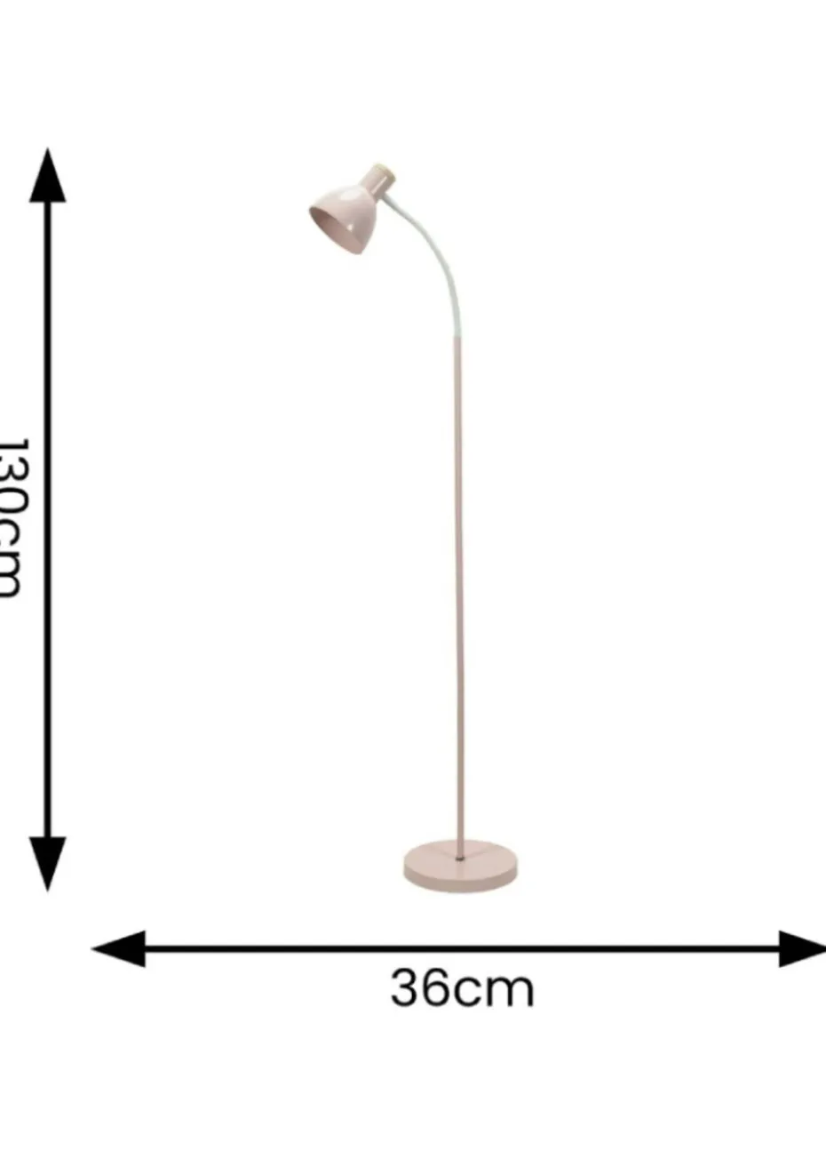 ValueLights Woody Pink Floor Lamp with Pink Tapered Shade (130cm x 36cm x 22cm)