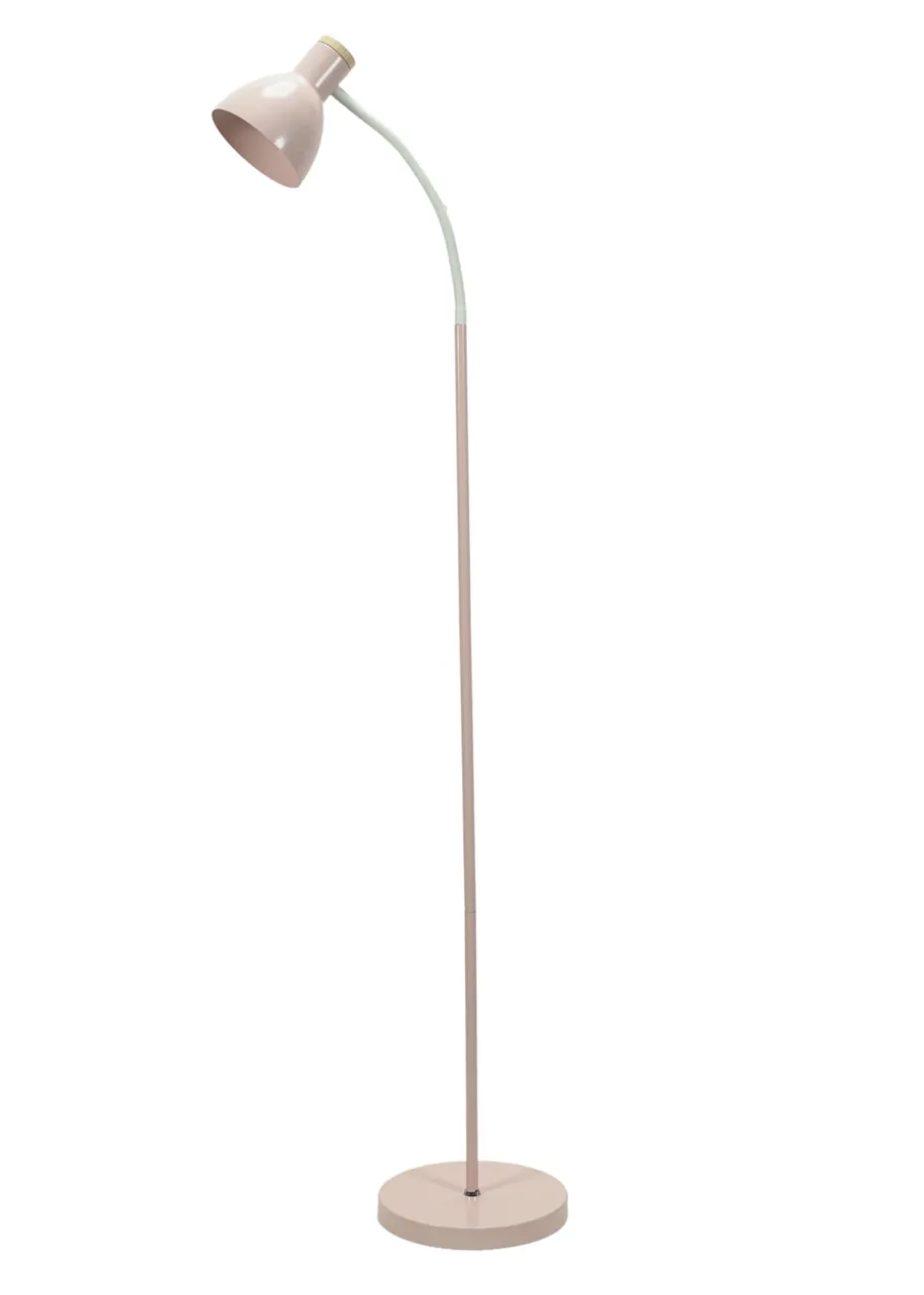 ValueLights Woody Pink Floor Lamp with Pink Tapered Shade (130cm x 36cm x 22cm)