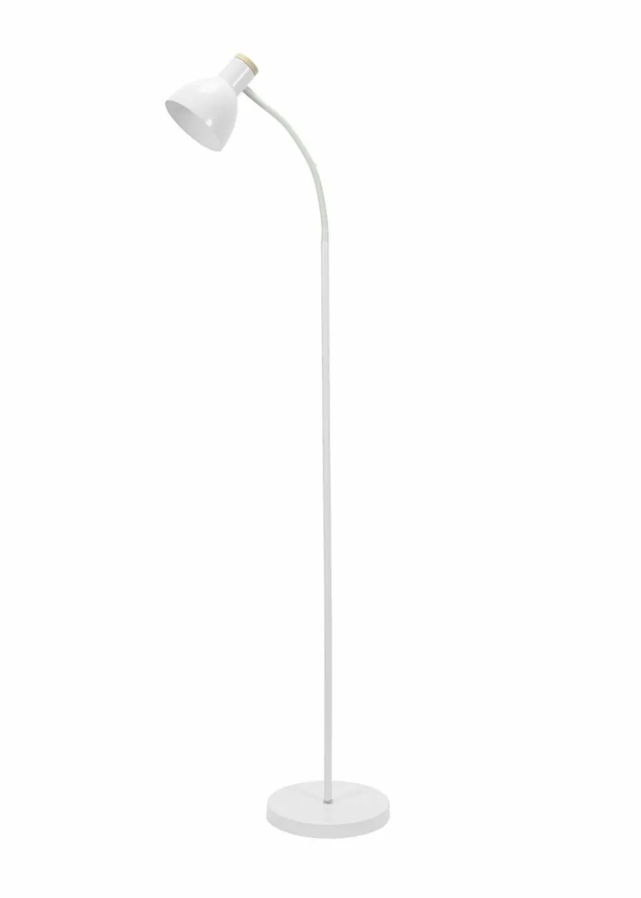 ValueLights Woody White Floor Lamp with White Tapered Shade (130cm x 36cm x 22cm)