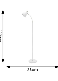 ValueLights Woody White Floor Lamp with White Tapered Shade (130cm x 36cm x 22cm)