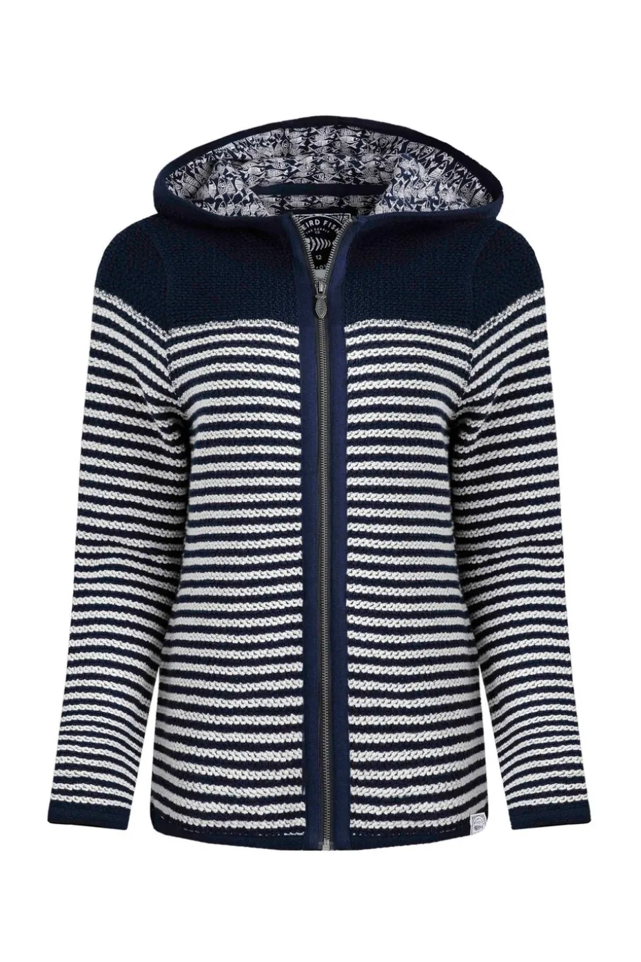Weird Fish Navy Bianca Full Zip Stripe Macaroni Hoodie
