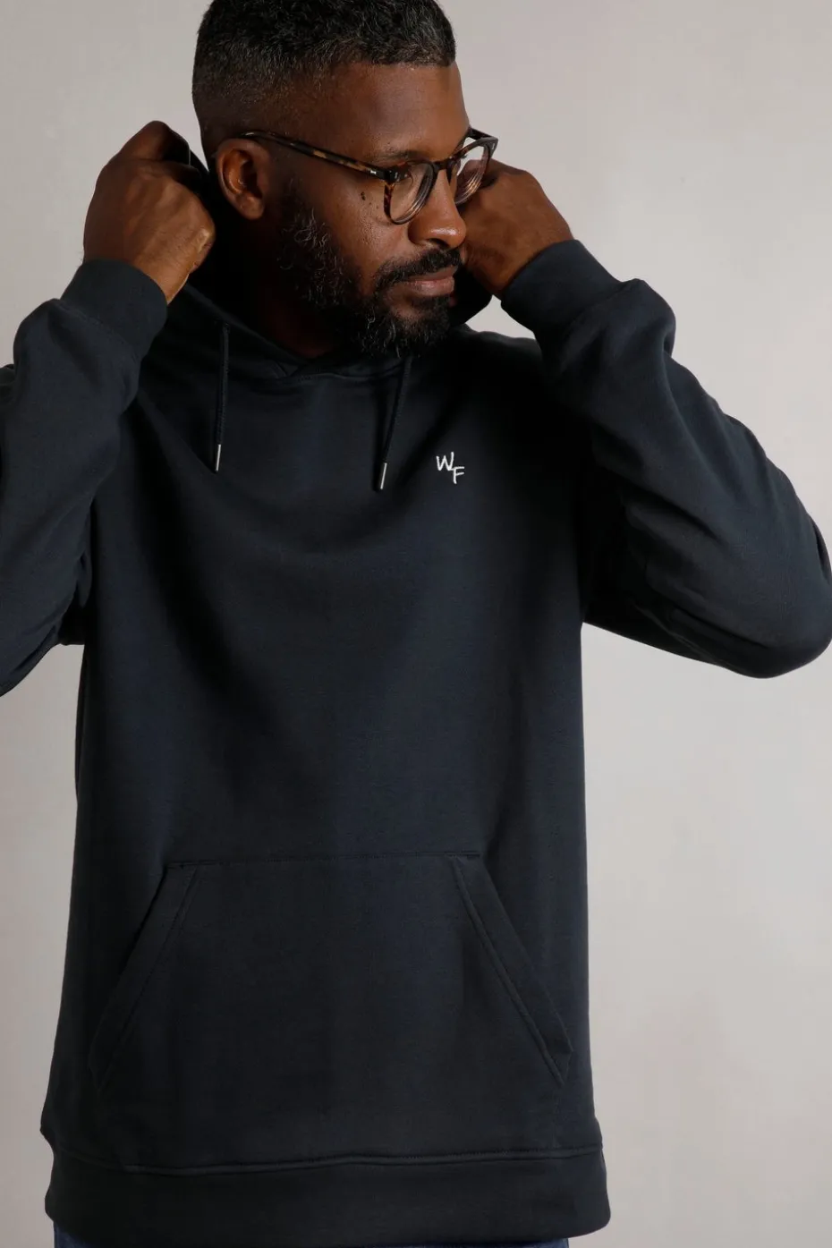 Weird Fish Navy Hugo Branded Popover Hoodie