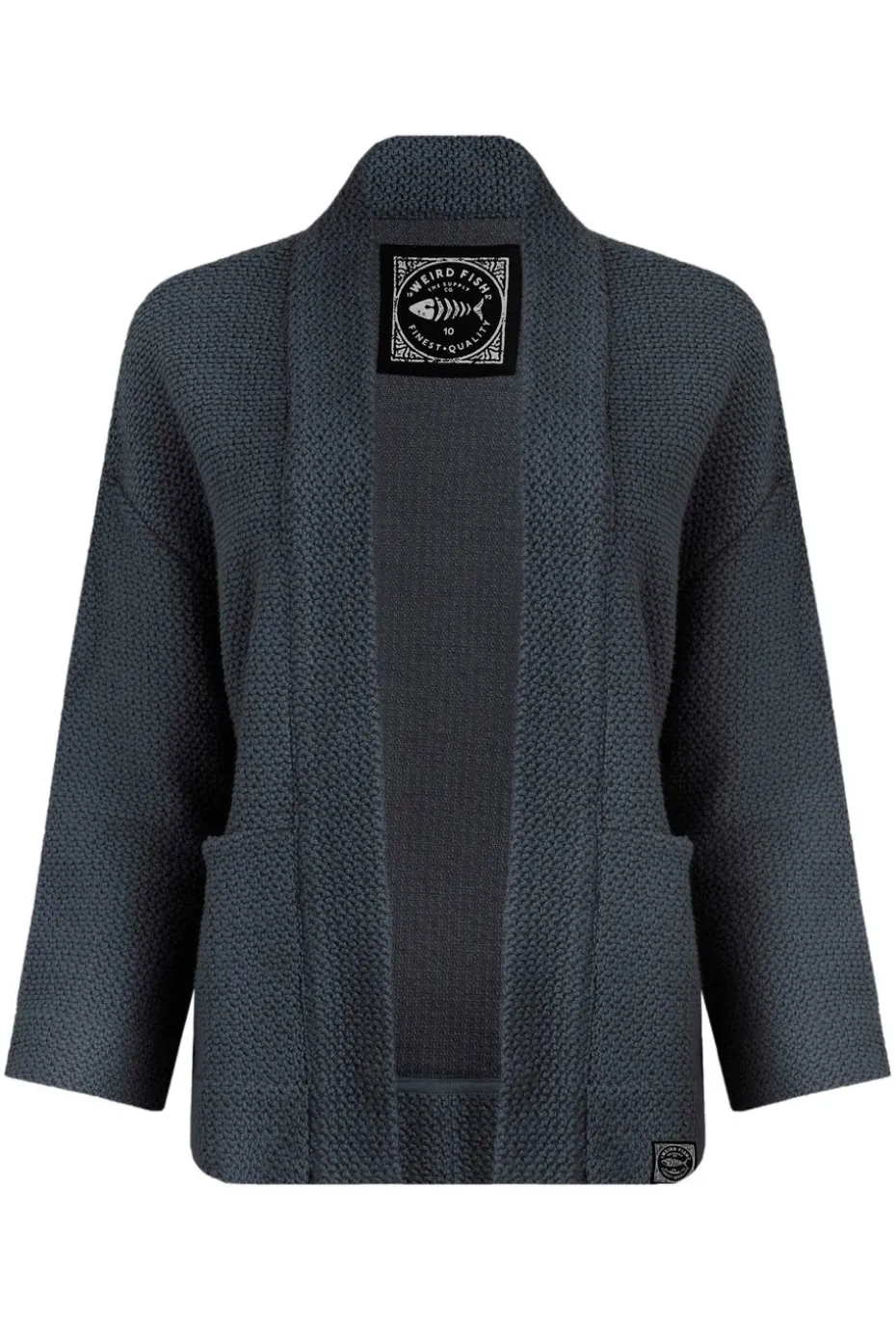 Weird Fish Navy Santosh Cropped Macaroni Kimono Cardigan