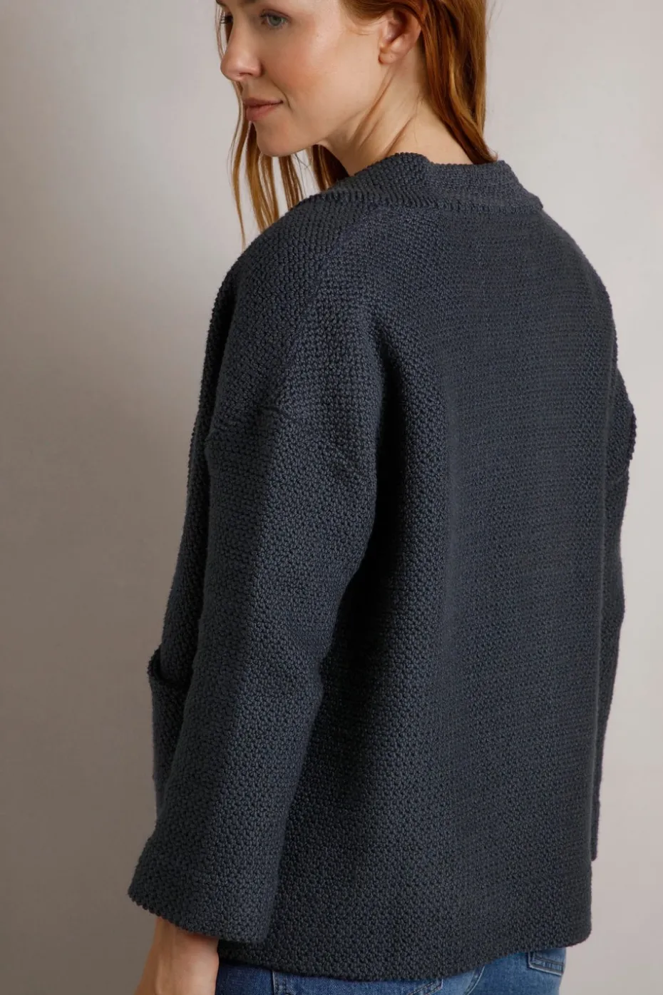 Weird Fish Navy Santosh Cropped Macaroni Kimono Cardigan