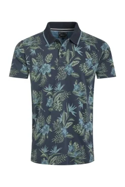 Weird Fish Navy Sarat Printed Polo