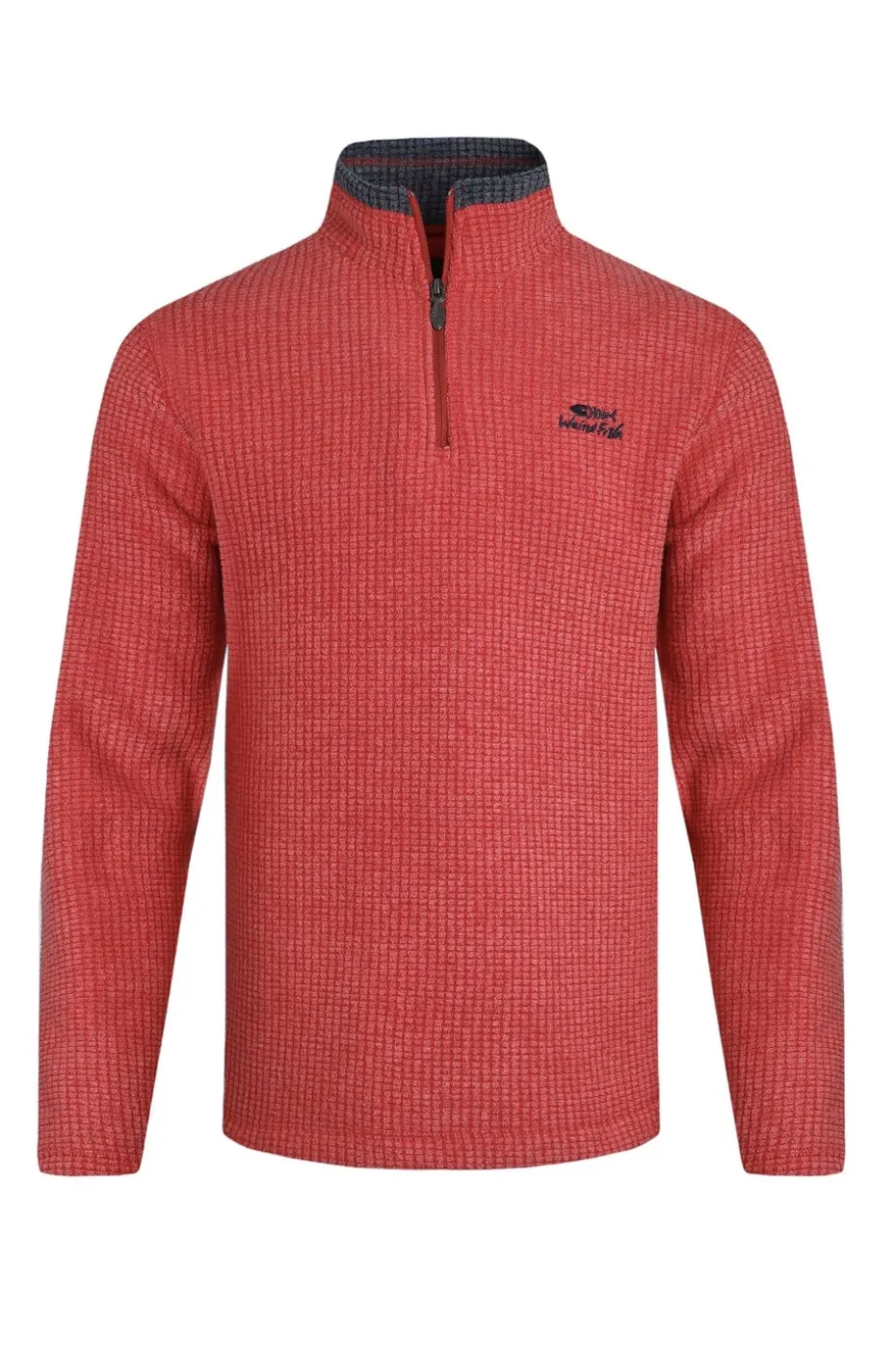 Weird Fish Red Newark 1/4 Zip Grid Fleece