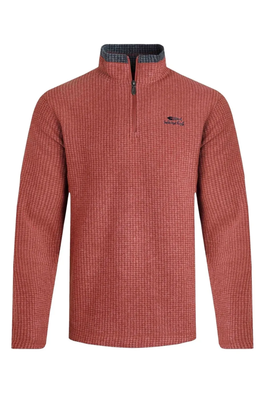 Weird Fish Red Newark 1/4 Zip Grid Fleece