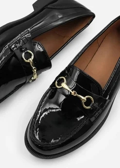 Where's That From Black Cielo Round Toe Metal Detail Loafers