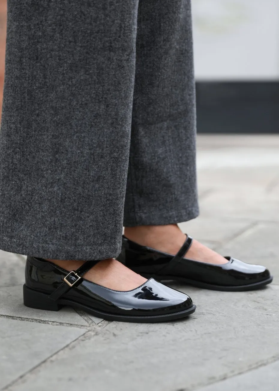 Where's That From Black Kingston Buckle Detail Low Heel Loafers