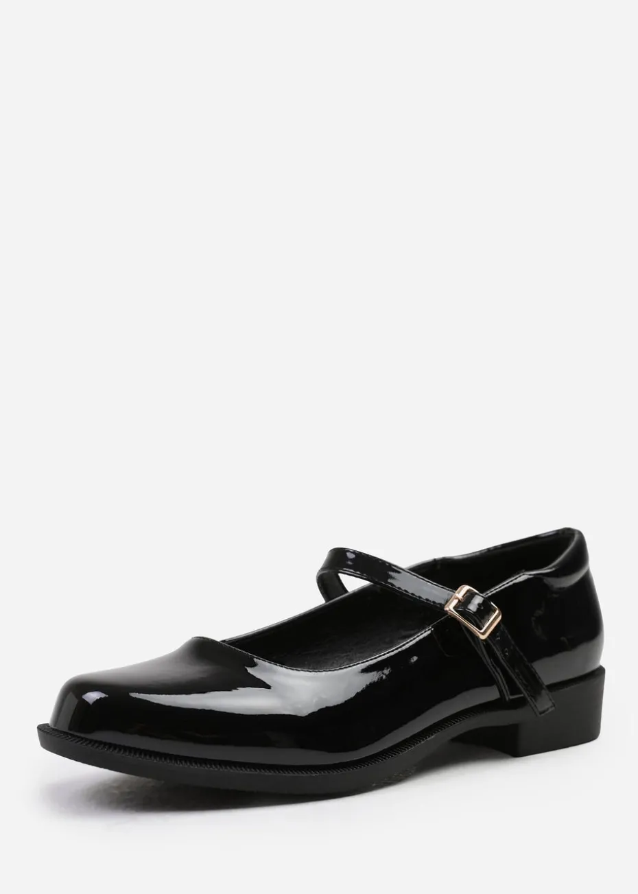 Where's That From Black Kingston Buckle Detail Low Heel Loafers