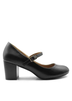 Where's That From Black PU Araceli Wide Mary Jane Pumps