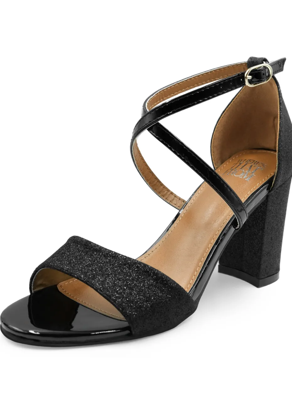 Where's That From Black Ruth Wide Fit Block Heel Sandals