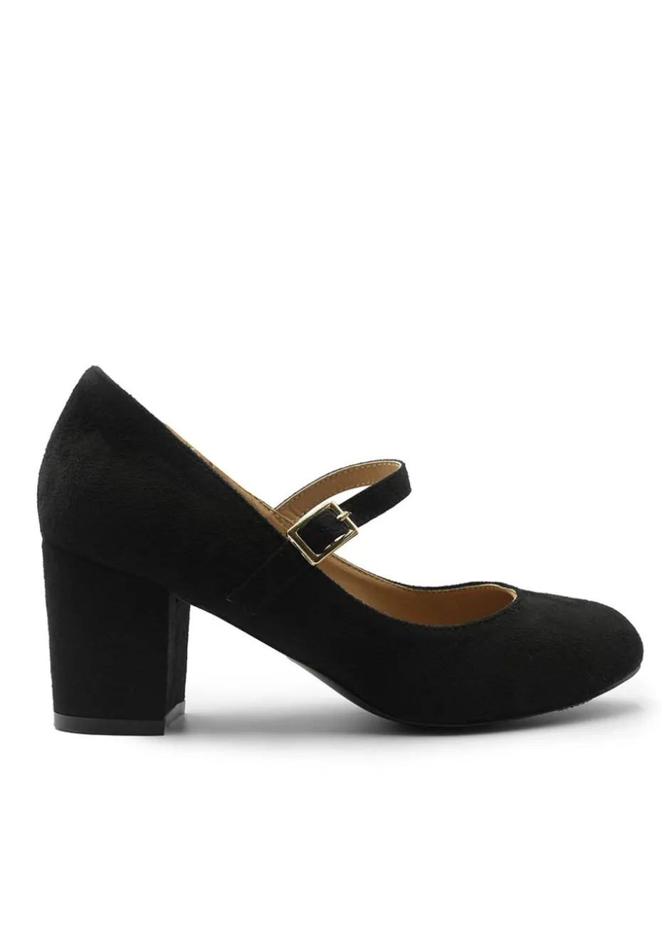 Where's That From Black Suede Araceli Wide Mary Jane Pumps