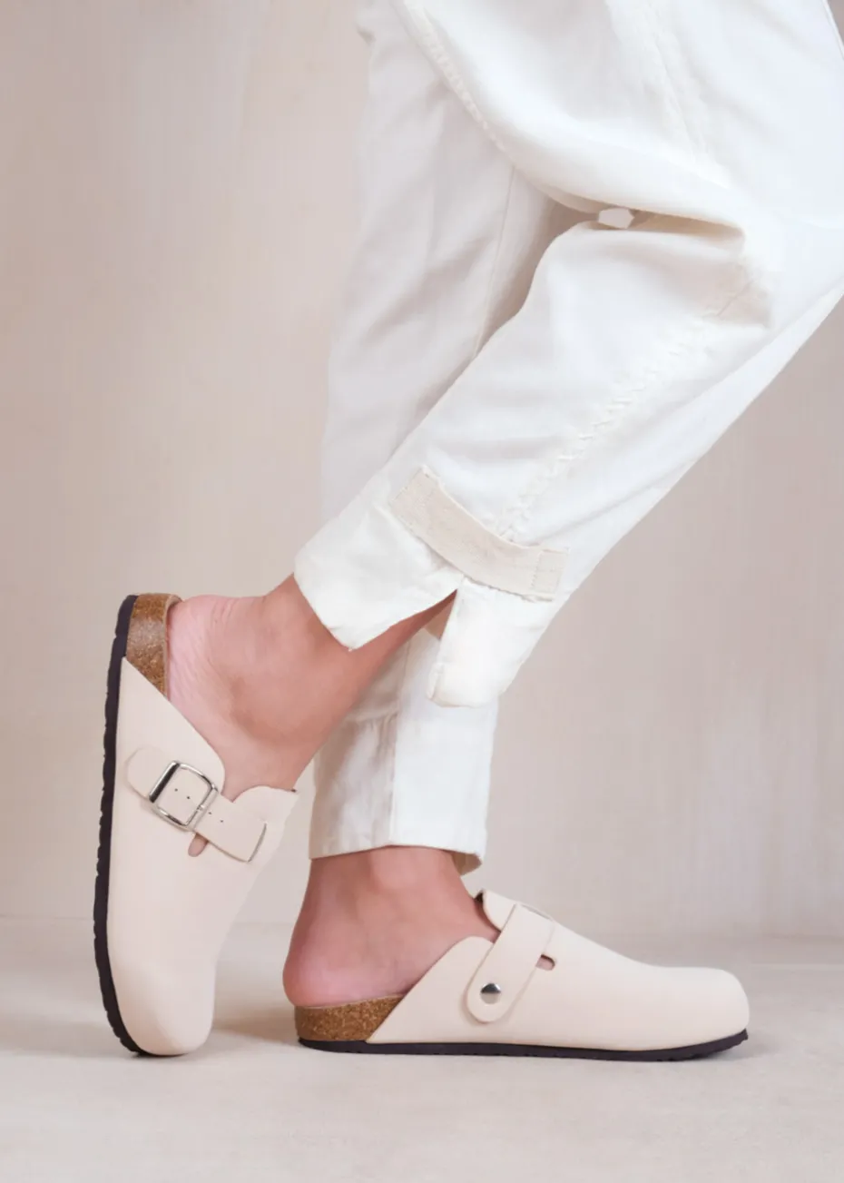 Where's That From Cream Nubuck Palm Closed Toe Flat Sandals