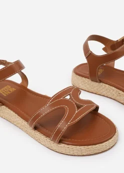 Where's That From Tan PU Sofia Flatform Sandal