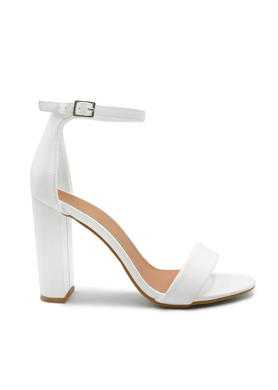 Where's That From White Pu Skye Strappy Block Heels