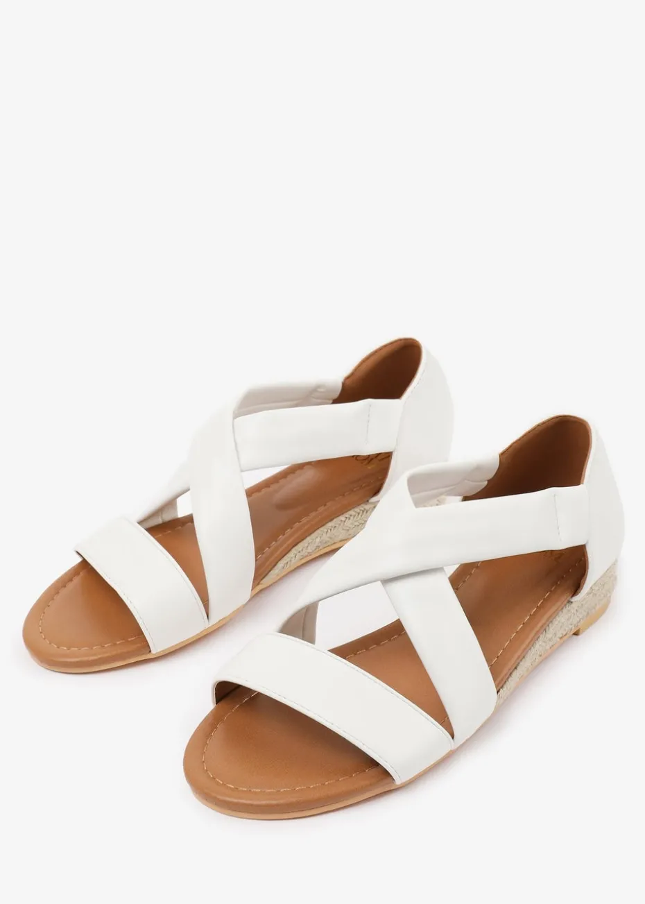 Where's That From Wide-Fit White PU Hummingbird Low Wedge Shoes