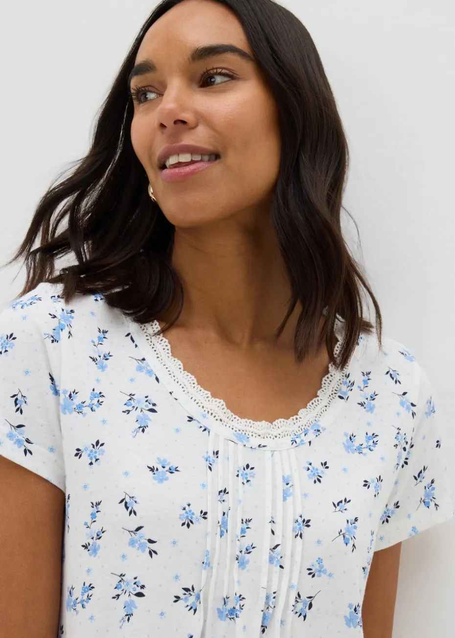 White Ditsy Floral Nightie