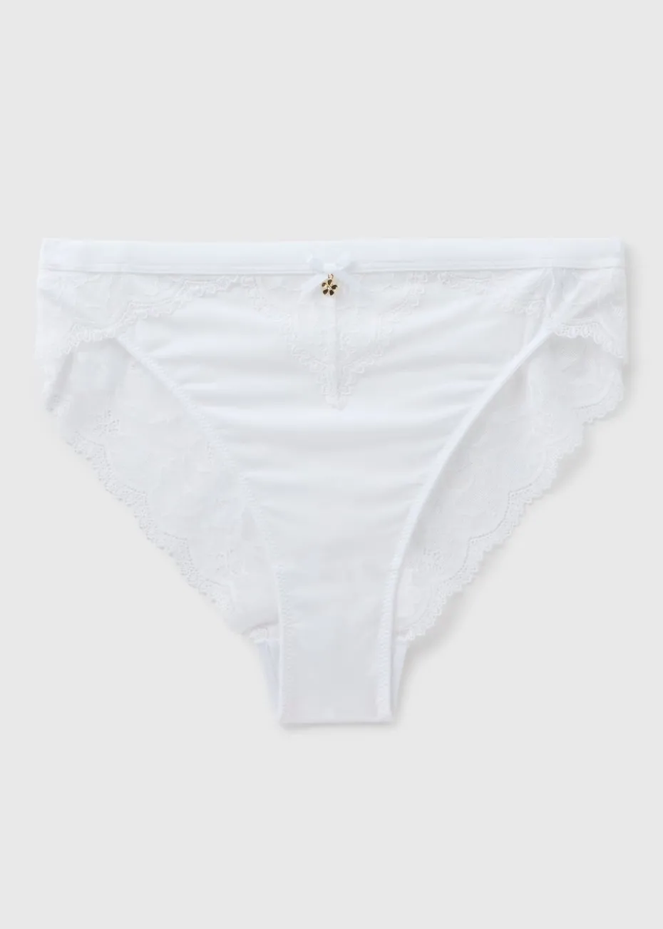 White Lace High Leg Knickers