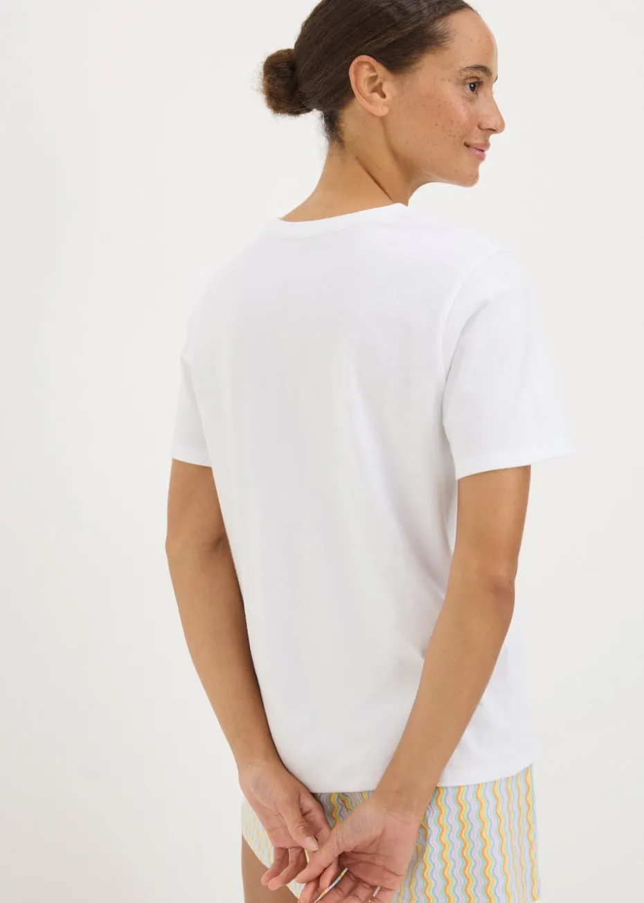 White Malibu Stripe Shorts & T-Shirt Pyjama Set